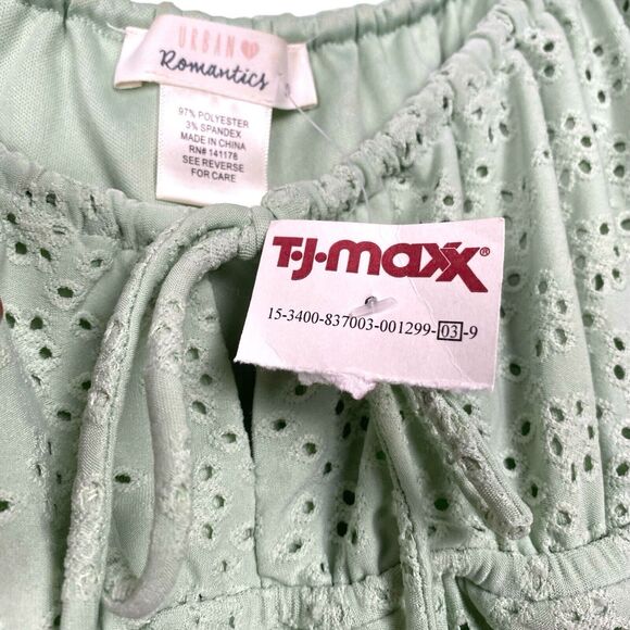 Urban Romantics Surf Gypsy Boho Blue Eyelet Blouse Women's Size L 175 - Picture 4 of 8